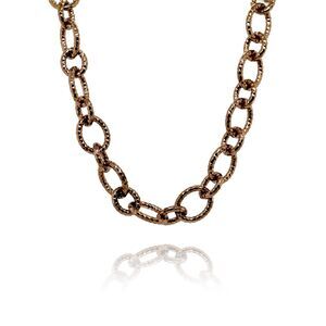 Designer Signed B Italy Bronze Plated Cable Link Chain Necklace